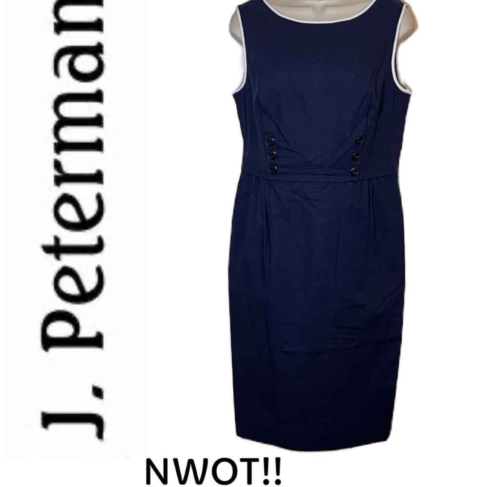 J. Peterman New Navy Sleeveless Sheath Dress
